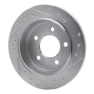 Chrysler 300M Brake Rotor (1) - Rear Left - R1 Concepts - Drilled & Slotted - Silver - `93-`04